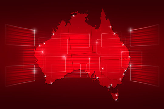 Australia Map World map News Communication red