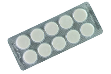 White tablet in blister pack