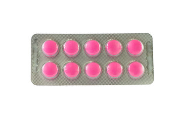 Medicine blister pack of pink tablet