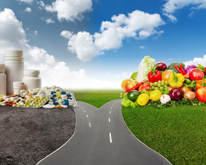 Healthy food or medical pills