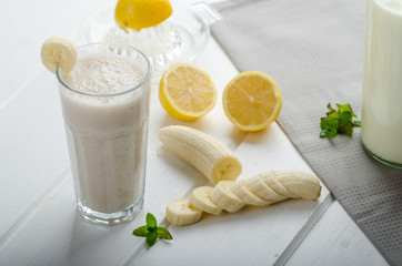 Homemade banana smoothie
