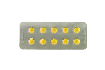 Yellow tablet in blister pack