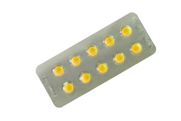 Yellow tablet in blister pack