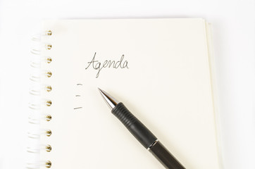Agenda record,notebook on white background