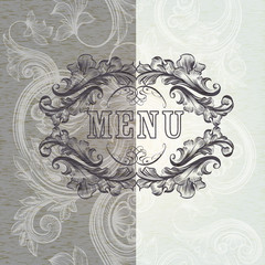 Menu design in antique style with frame