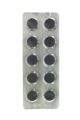 Black tablet in blister pack
