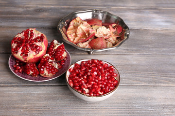 Beautiful composition with juicy  pomegranate seeds,