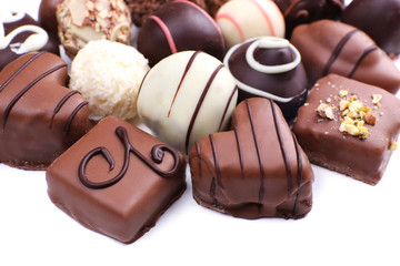Chocolate sweet collection isolated on white background
