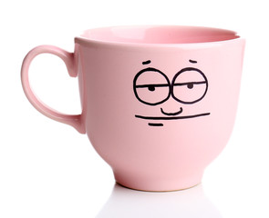 Emotional cup isolated on white