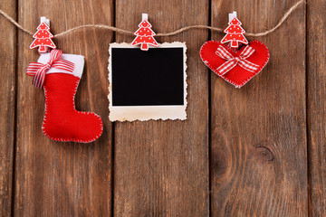 Blank photo frame and Christmas decor