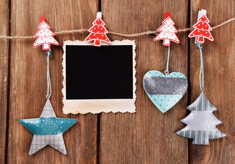 Blank photo frame and Christmas decor