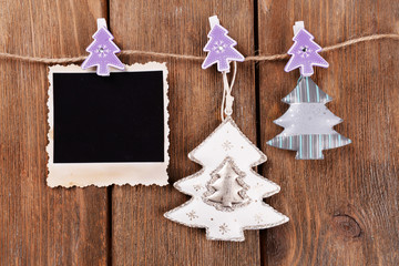 Blank photo frame and Christmas decor