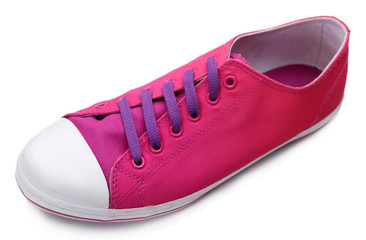 Process of tying shoelace, isolated on white