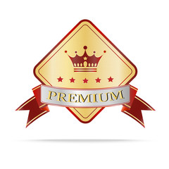 Luxury gold and red quality shields label
