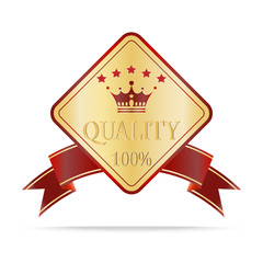 Luxury gold and red quality shields label