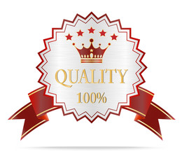 Luxury Silver and red ribbon quality guarantee shields label