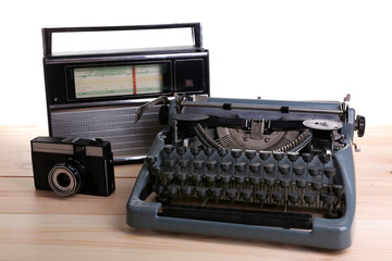 Antique Typewriter. Vintage Typewriter Machine on table