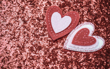Red Hearts with Glitter Background for Valentines Day