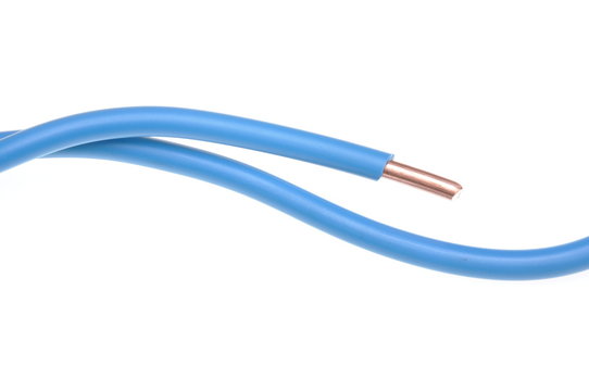 Blue Electric Cable On A White Background