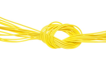 Yellow electric cable isolated on a white background