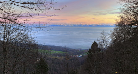 Alps mountains by sunset, France, HDR