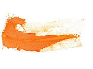 Fototapeta premium orange grunge brush strokes oil paint isolated on white