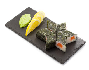 Salmon sushi maki isolated