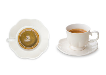 Two coffee cups on white background. each one is shot separately