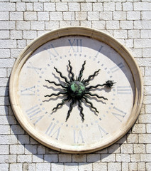 Fototapeta na wymiar Medieval public clock at tower in Dubrovnik
