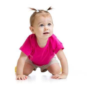 Crawling Baby Front View Isolated