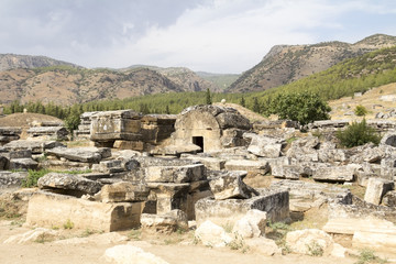 Fototapeta na wymiar The ruins of the Northem Necropolis of Hierapolis, Turkey