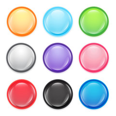 Multi-colored buttons. Set of multicolored transparent buttons.