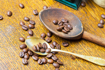coffee beans and spoon