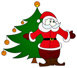 Santa Claus and Christmas tree