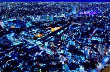 東京の住宅街の夜景