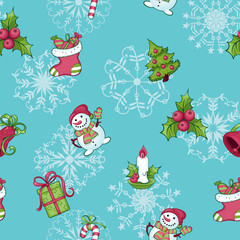 seamless pattern with christmas attributes