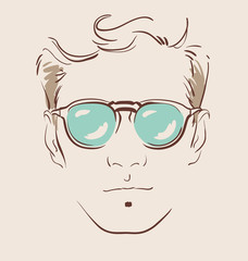 man in glasses vector illustration - 75298611