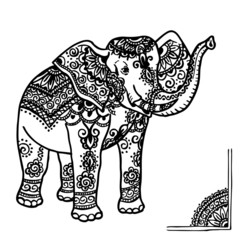 elephant and mehendi ornament