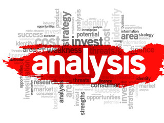 Word Cloud with Analysis related tags, vector business concept