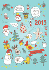 Color Set of New Year Doodles