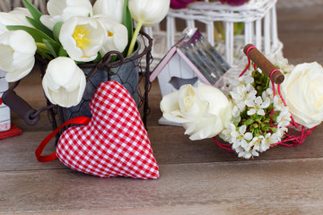 Stoffherz mit Blumen