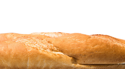 Fresh French baguette close up view