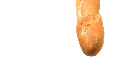 Fresh French baguette close up view