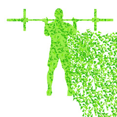 Crossfit man weightlifting vector background concept