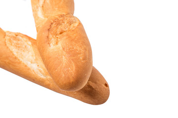 Fresh French baguette close up view