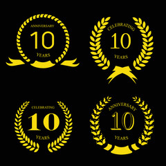 10 years anniversary laurel gold wreath, set