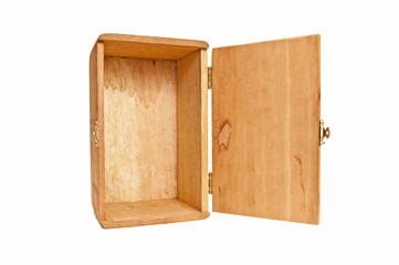 Empty Wooden Box On End With Hinged Door Open