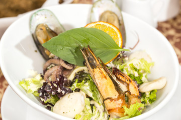 salad with vegetables and seafood
