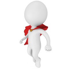 3d brave superhero with red cloak fly above