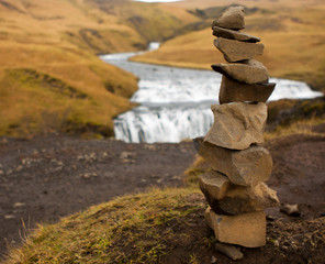 cairn tower close-up and river
